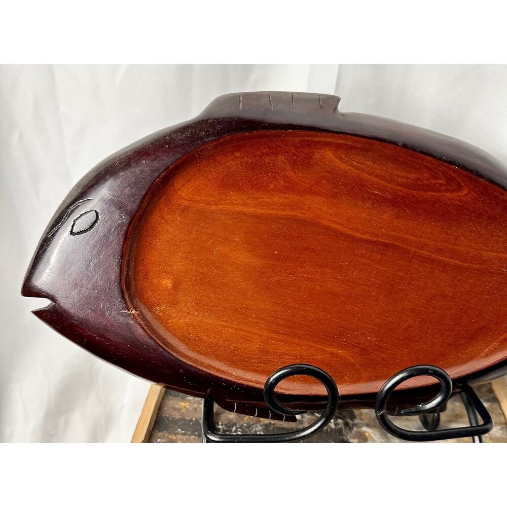 Charcuterie Board, Mid Century, Fish Shaped, Vintage wood tray, St Lucia gift